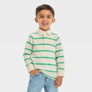 NWOT Toddler Boys' Long Sleeve Striped Rugby Shirt - Cat & Jack, 18 months